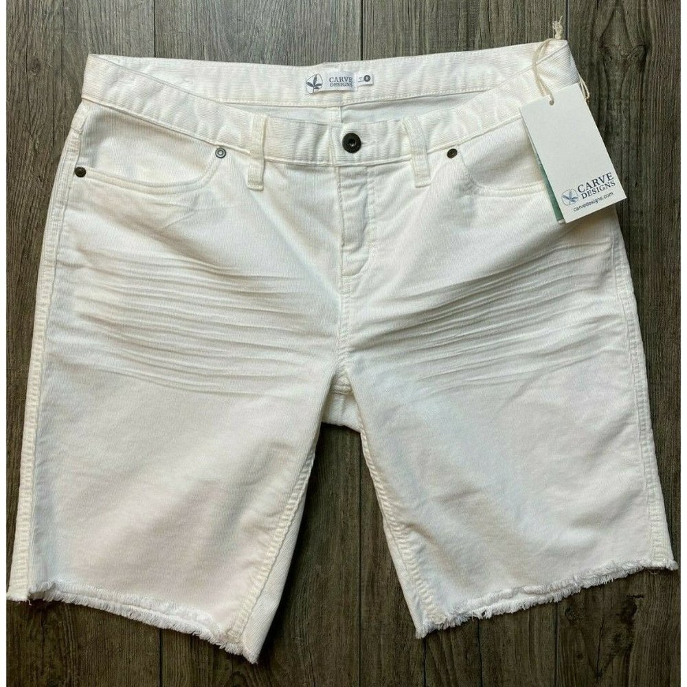 Carve Designs Oahu 10" Corduroy Cut Off Shorts Cloud White Women's 8 NWT